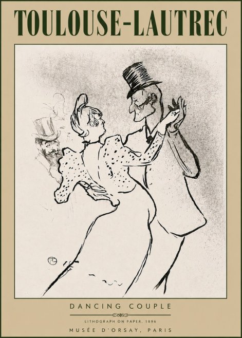 Toulouse-Lautrec Dancing Couple No6 - Affiche