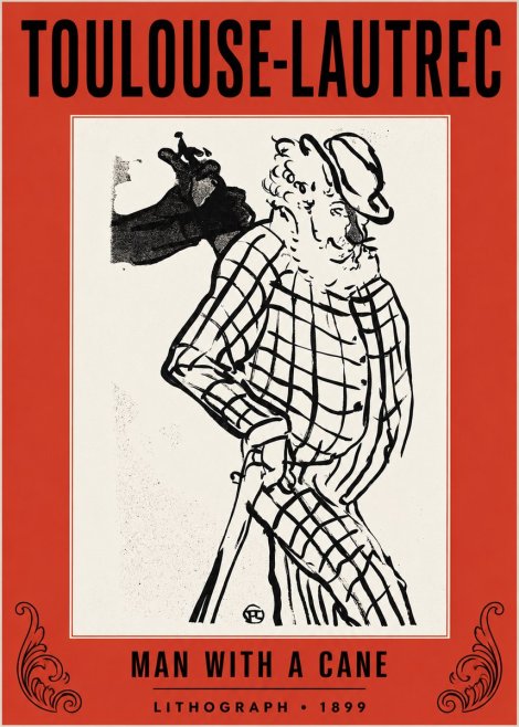 Toulouse-Lautrec Man with a Cane No2 - Affiche
