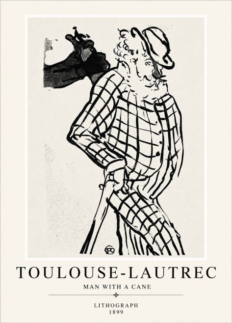 Toulouse-Lautrec Man with a Cane No4 - Affiche