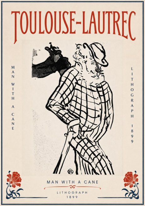 Toulouse-Lautrec Man with a Cane No5 - Affiche