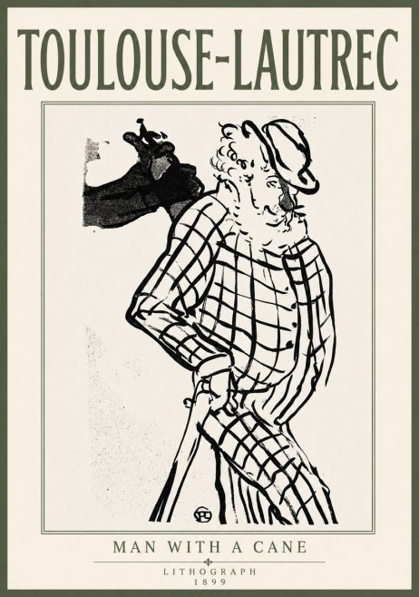Toulouse-Lautrec Man with a Cane No6 - Affiche