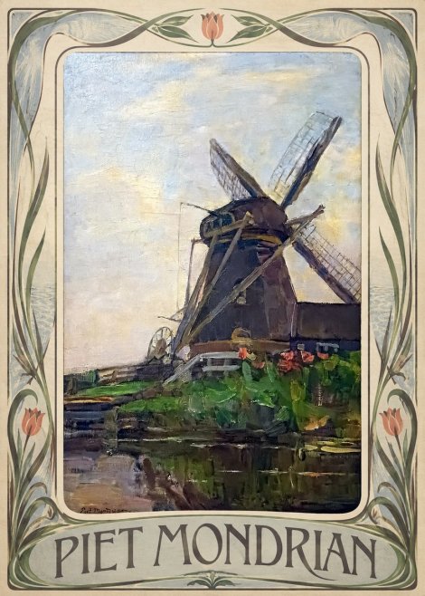 Piet Mondrian Windmill by the Water I No3 - Affiche