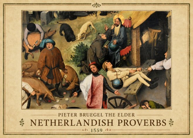 Pieter Bruegel Netherlandish Proverbs IV No1 - Affiche
