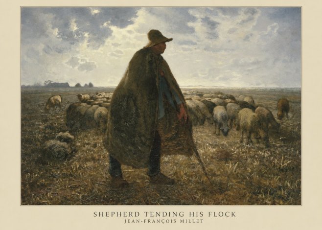Jean-François Millet Shepherd Tending His Flock No5 - Affiche