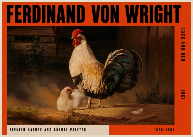 Ferdinand von Wright Cock and Hen No2 - Affiche