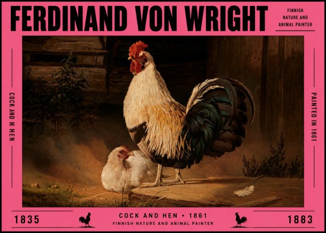 Ferdinand von Wright Cock and Hen No5 - Affiche