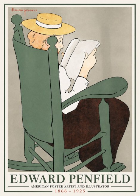 Edward Penfield Reading Woman in a Rocking Chair No2 - Affiche