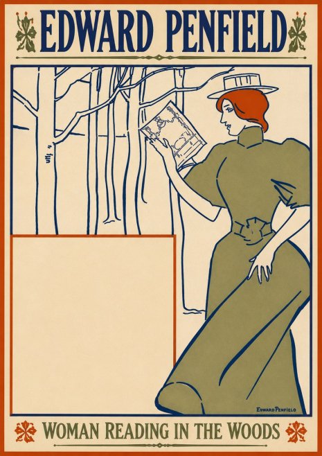 Edward Penfield Woman Reading in the Woods No5 - Affiche