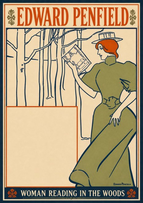 Edward Penfield Woman Reading in the Woods No6 - Affiche