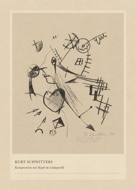 Kurt Schwitters Komposition Mit Kopf Im Linksprofil No4 - Affiche