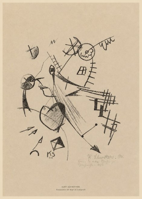 Kurt Schwitters Komposition Mit Kopf Im Linksprofil No5 - Affiche