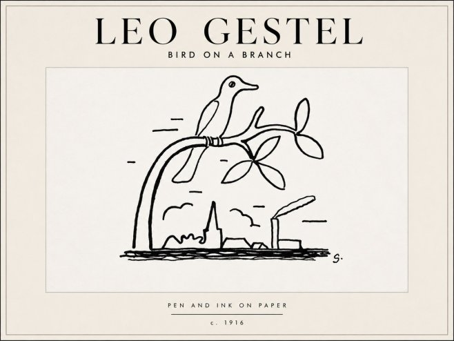 Leo Gestel Bird on a Branch No5 - Affiche