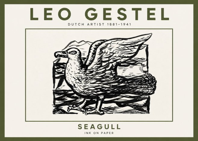 Leo Gestel Seagull No5 - Affiche