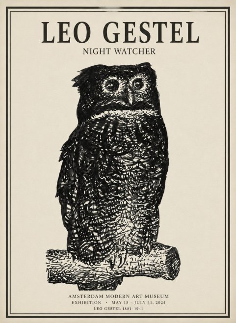 Leo Gestel Night Watcher No1 - Affiche