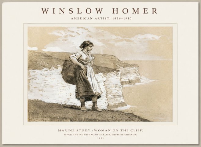 Winslow Homer Marine Study (Woman on the Cliff) No1 - Affiche