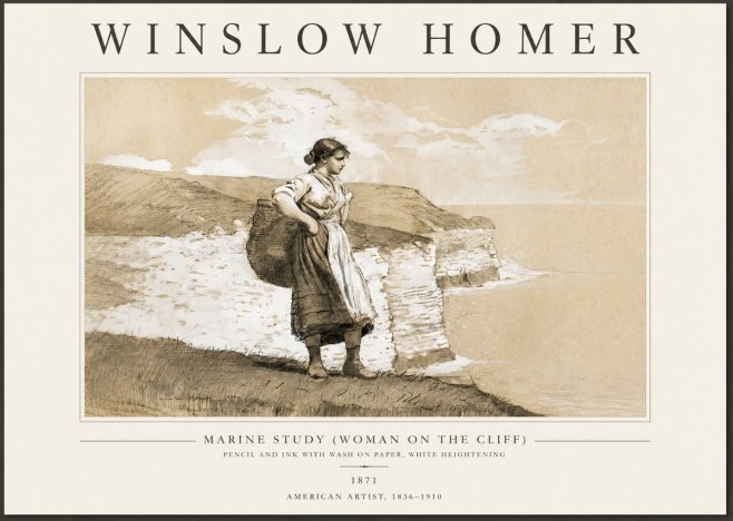 Winslow Homer Marine Study (Woman on the Cliff) No3 - Affiche