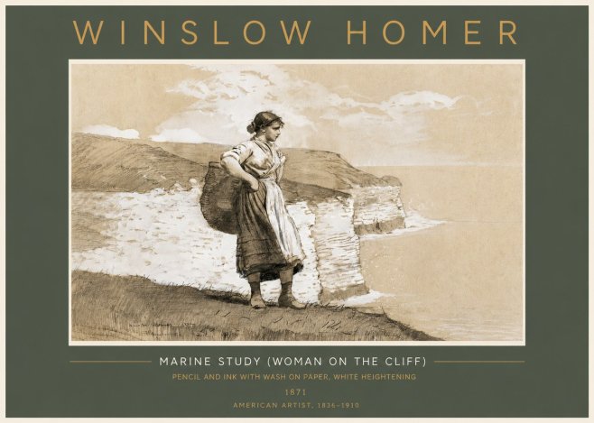 Winslow Homer Marine Study (Woman on the Cliff) No4 - Affiche
