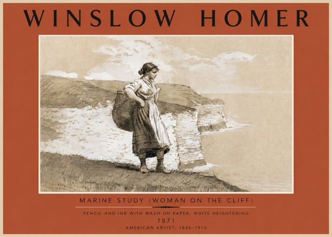 Winslow Homer Marine Study (Woman on the Cliff) No5 - Affiche
