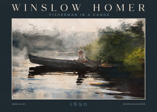 Winslow Homer Fisherman in a Canoe No2 - Affiche