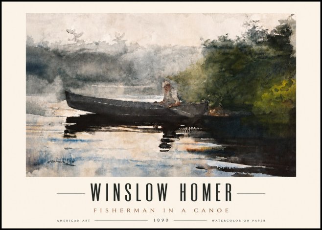 Winslow Homer Fisherman in a Canoe No5 - Affiche