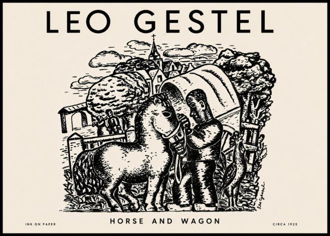Leo Gestel Horse and Wagon No4 - Affiche