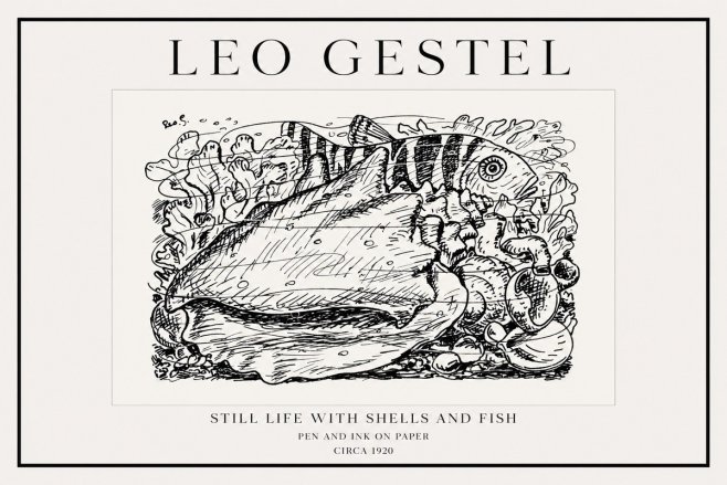 Leo Gestel Still Life with Shells and Fish No1 - Affiche