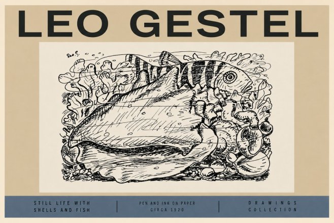 Leo Gestel Still Life with Shells and Fish No2 - Affiche