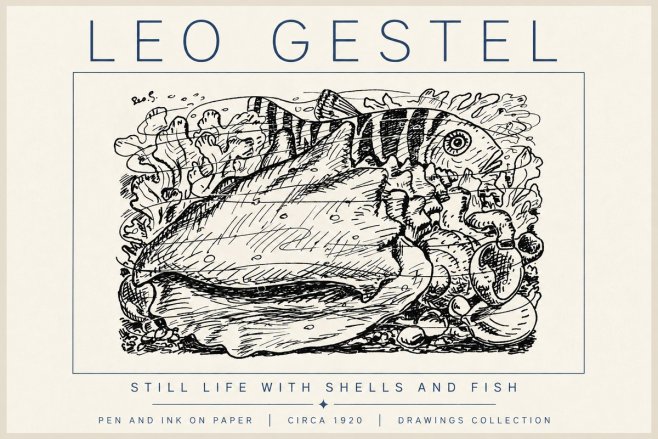 Leo Gestel Still Life with Shells and Fish No6 - Affiche
