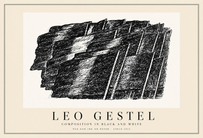 Leo Gestel Composition in Black and White No1 - Affiche