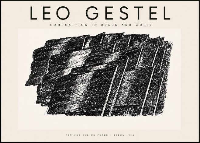 Leo Gestel Composition in Black and White No2 - Affiche
