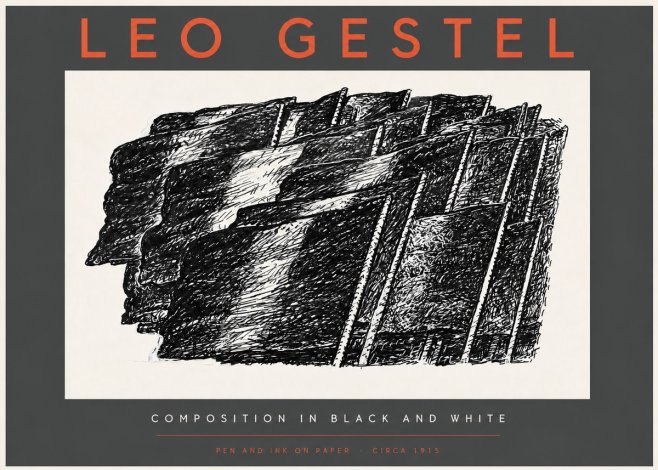 Leo Gestel Composition in Black and White No3 - Affiche