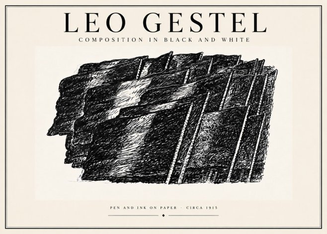 Leo Gestel Composition in Black and White No4 - Affiche