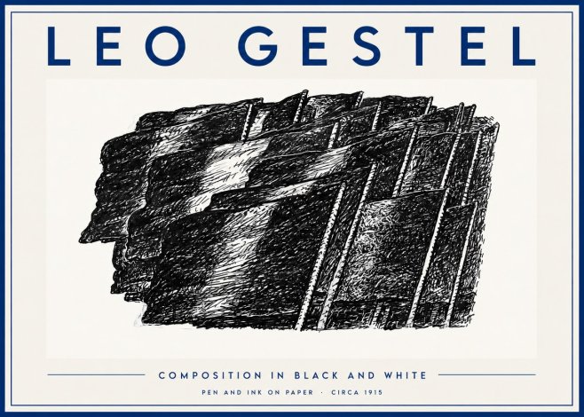 Leo Gestel Composition in Black and White No5 - Affiche
