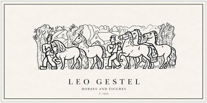 Leo Gestel Horses and Figures No1 - Affiche