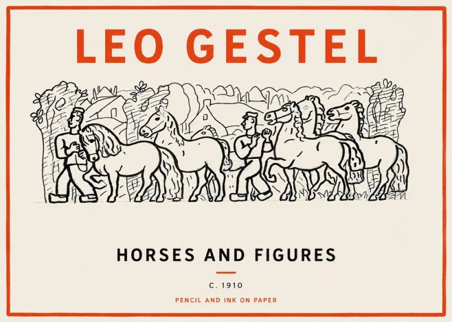 Leo Gestel Horses and Figures No2 - Affiche