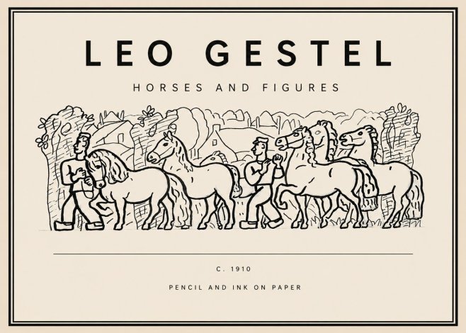 Leo Gestel Horses and Figures No3 - Affiche
