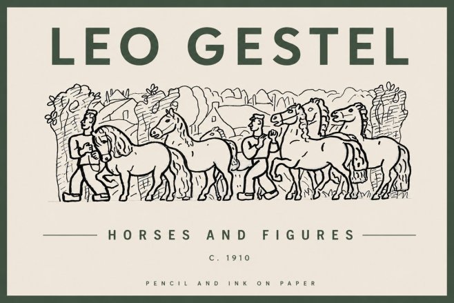 Leo Gestel Horses and Figures No4 - Affiche