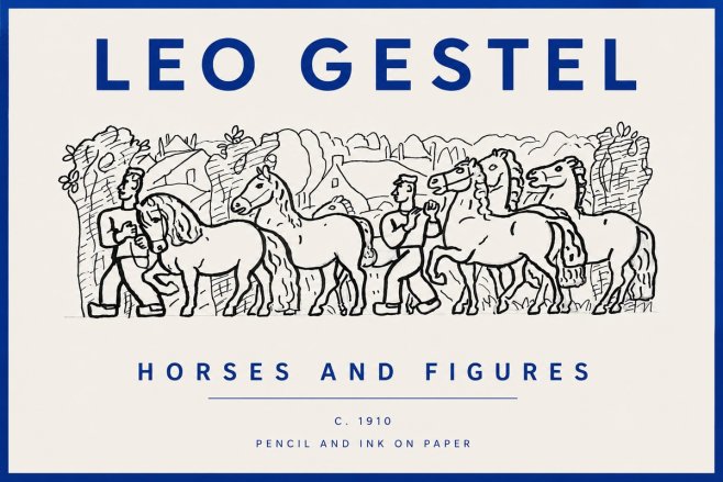 Leo Gestel Horses and Figures No5 - Affiche