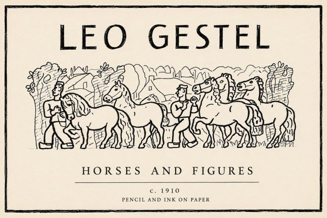 Leo Gestel Horses and Figures No6 - Affiche