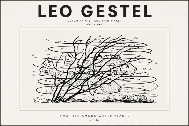 Leo Gestel Two Fish Among Water Plants No3 - Affiche