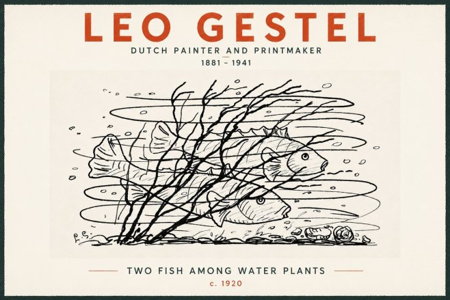 Leo Gestel Two Fish Among Water Plants No5 - Affiche