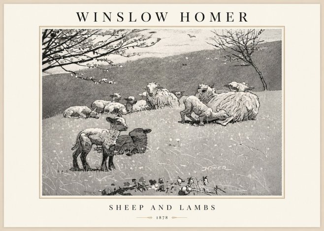 Winslow Homer Sheep and Lambs No1 - Affiche