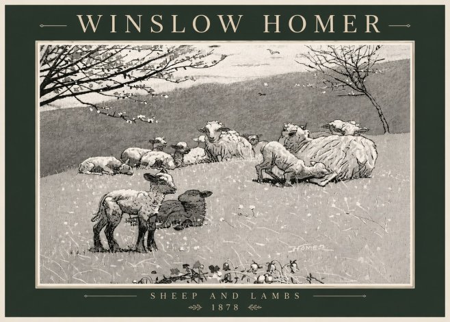 Winslow Homer Sheep and Lambs No6 - Affiche