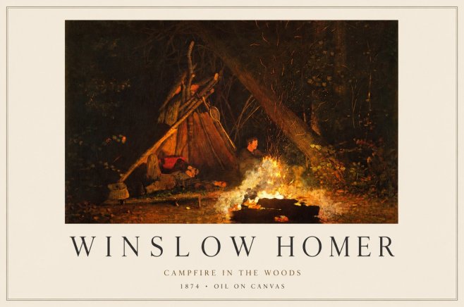 Winslow Homer Campfire in the Woods No1 - Affiche