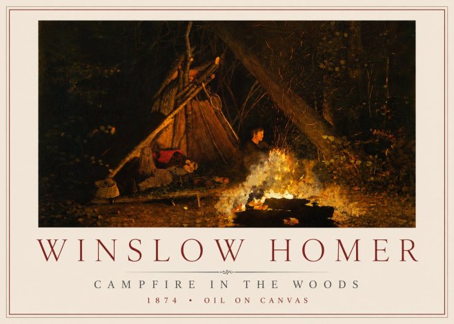 Winslow Homer Campfire in the Woods No3 - Affiche
