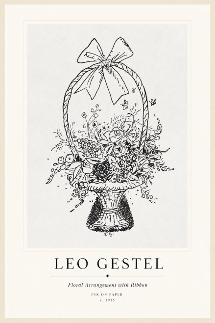 Leo Gestel Floral Arrangement with Ribbon No1 - Affiche