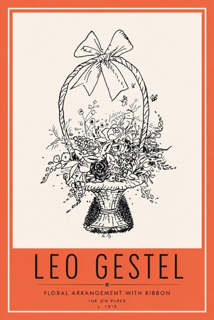 Leo Gestel Floral Arrangement with Ribbon No6 - Affiche