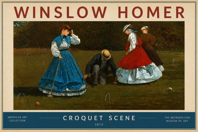Winslow Homer Croquet Scene No2 - Affiche