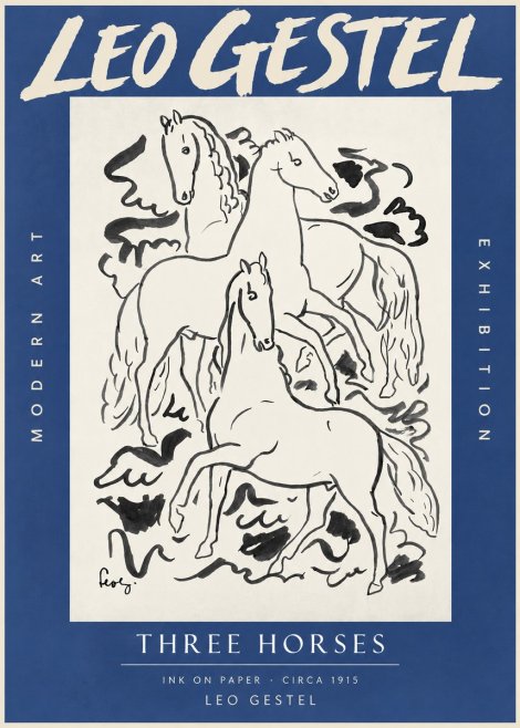 Leo Gestel Three Horses No3 - Affiche