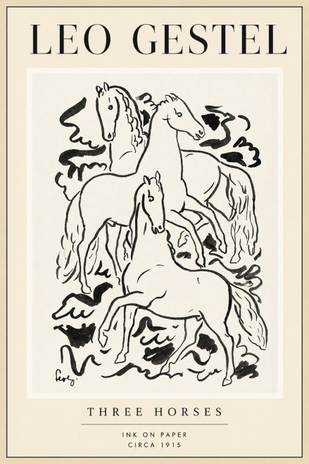 Leo Gestel Three Horses No4 - Affiche